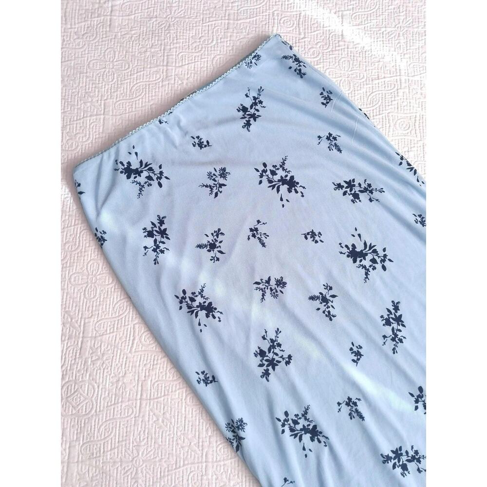 No Boundaries Straight Slip Skirt Long Maxi Light Blue Floral